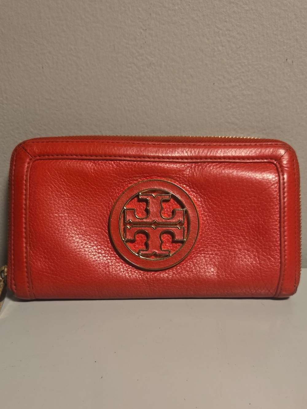 Tory Burch Red Leather Zip-Around Wallet